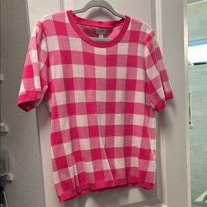 J. Crew Pink and White Sweater